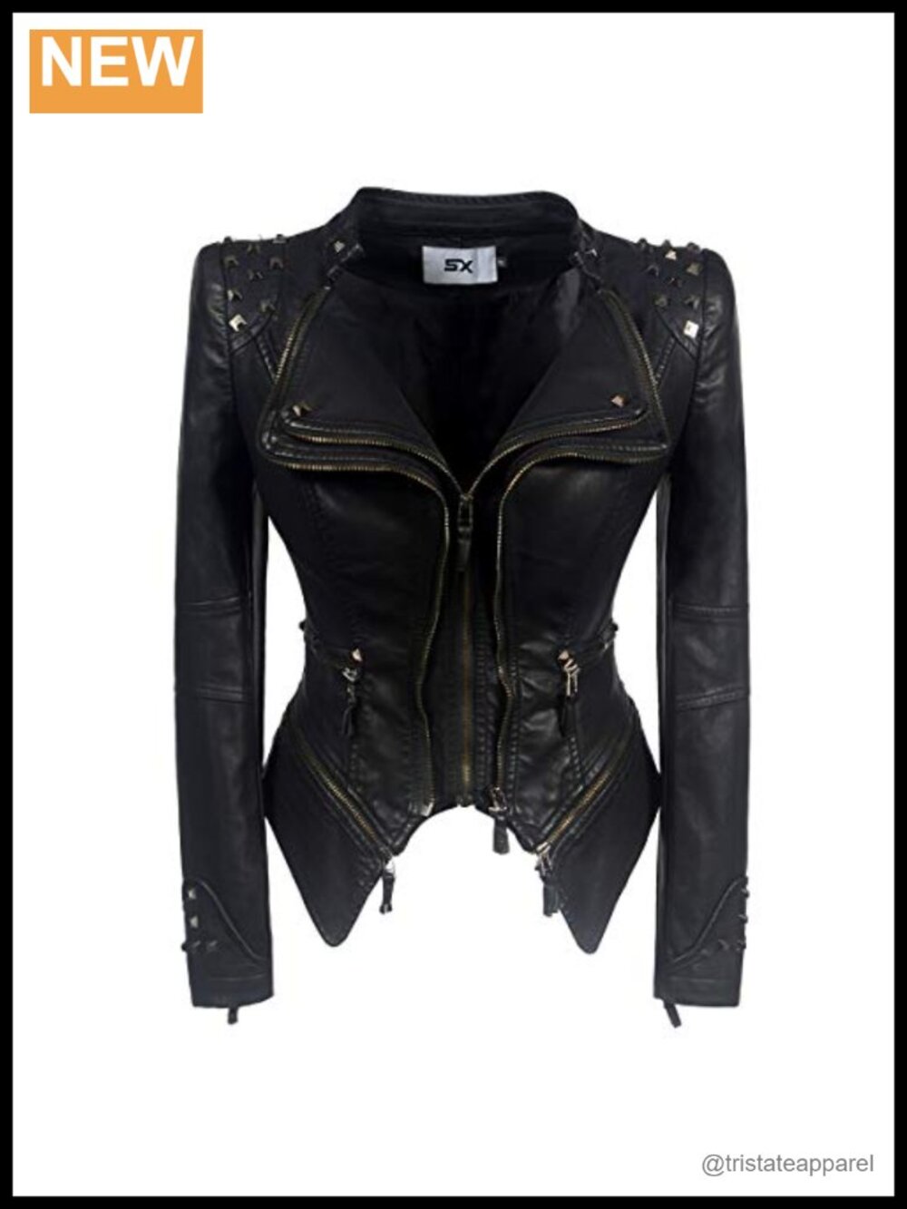Faux PU Leather Punk Motorcycle Jacket Women's Classic Quilted Zip Up